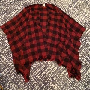 Maroon colored plaid cardigan